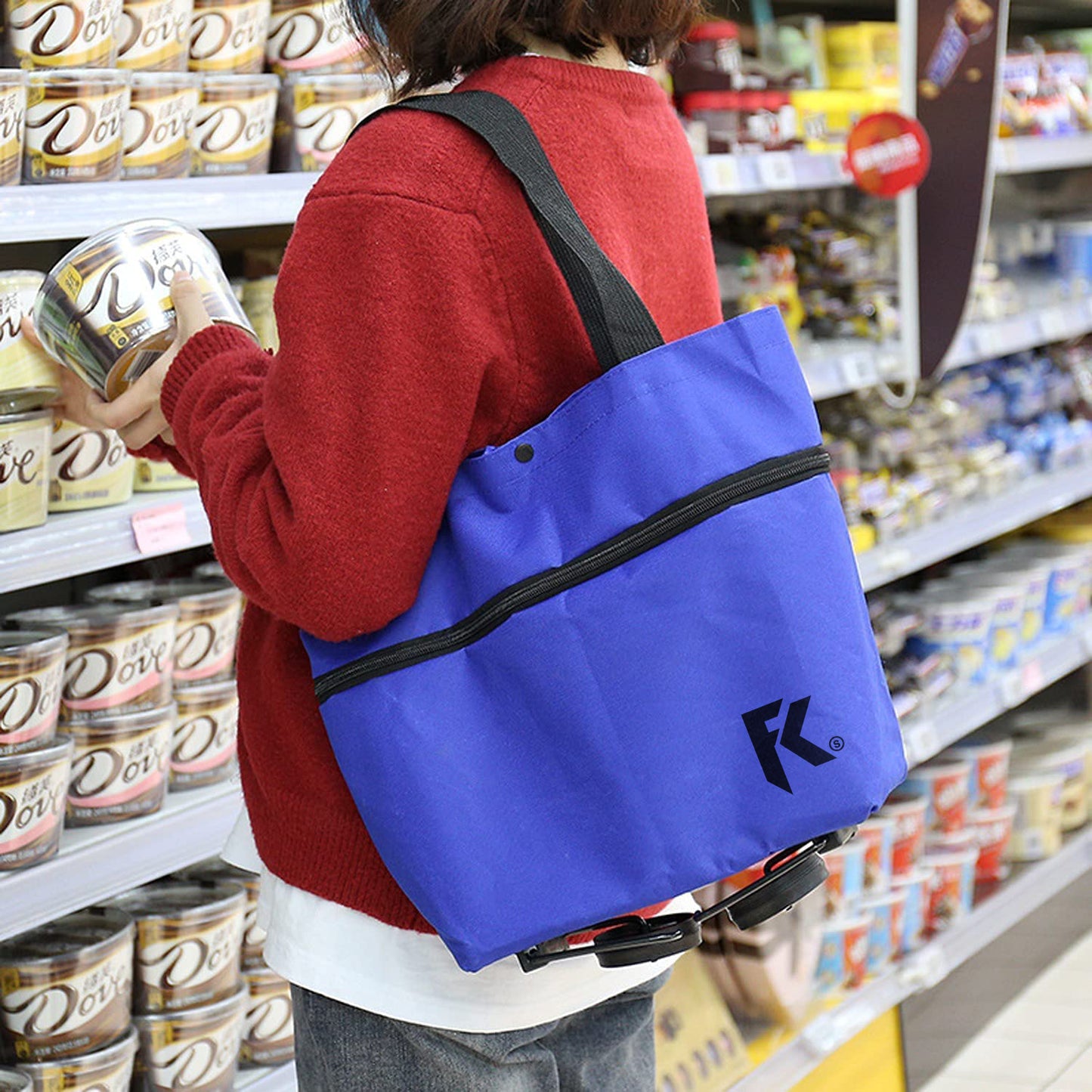 CARRITO DE COMPRAS PEGABLE CON RUEDAS (C)