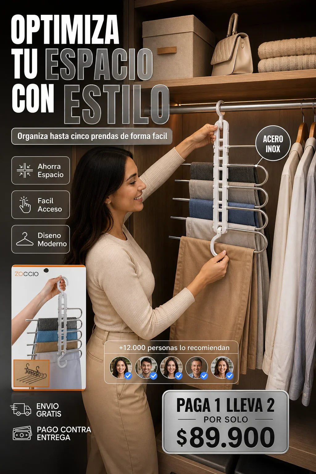 Gancho Plegable 5 En 1 Ahorra Espacio Multifuncional